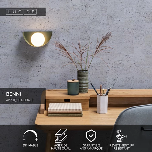 Lucide BENNI - Applique murale - 1xG9 - Vert - USP